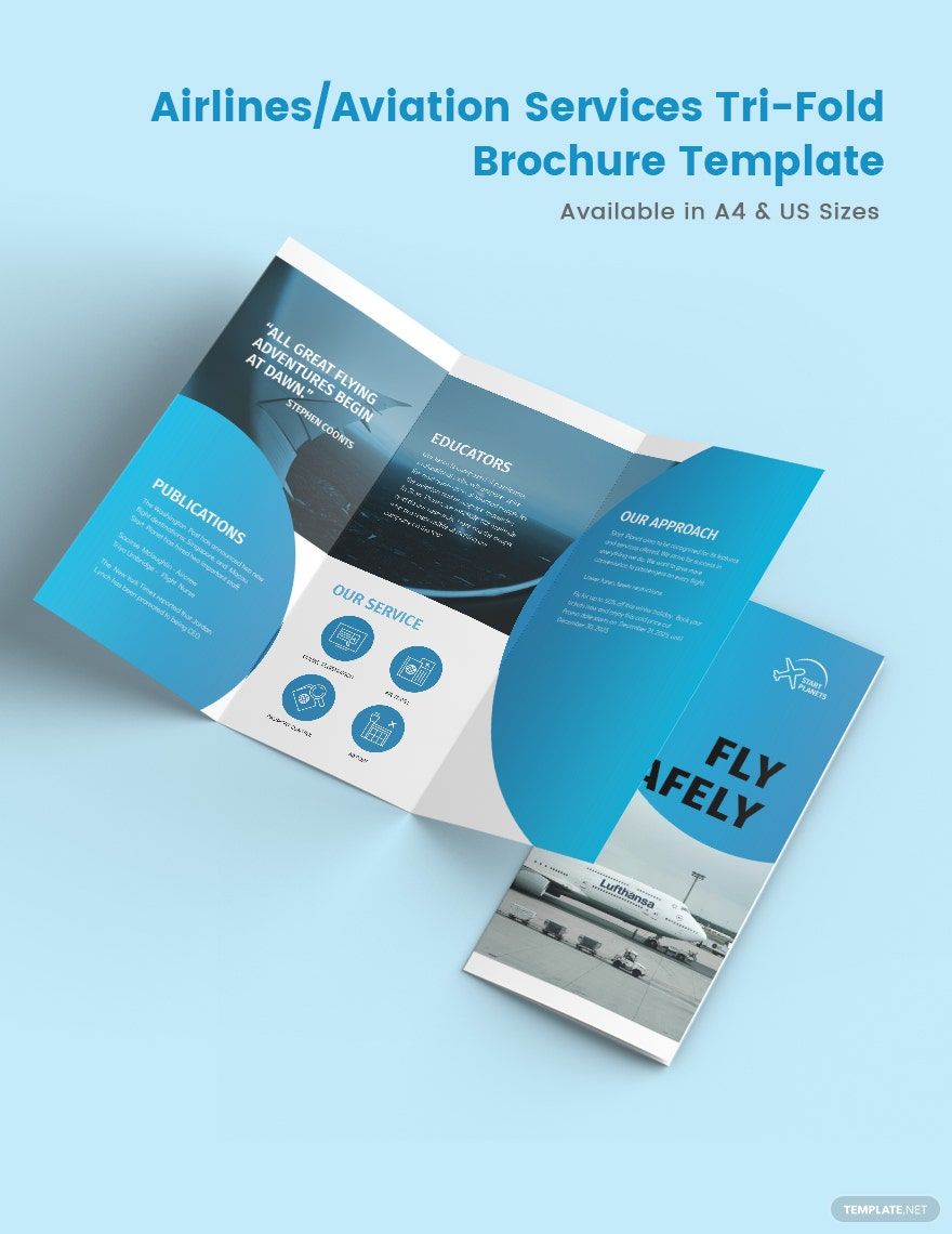 Aviation Annual Report Trifold Brochure Template Illustrator
