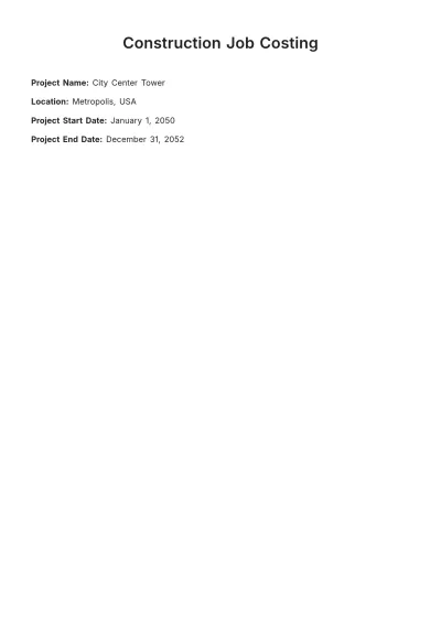 Free Construction Job Costing Template to Edit Online | Template.net to Edit Online