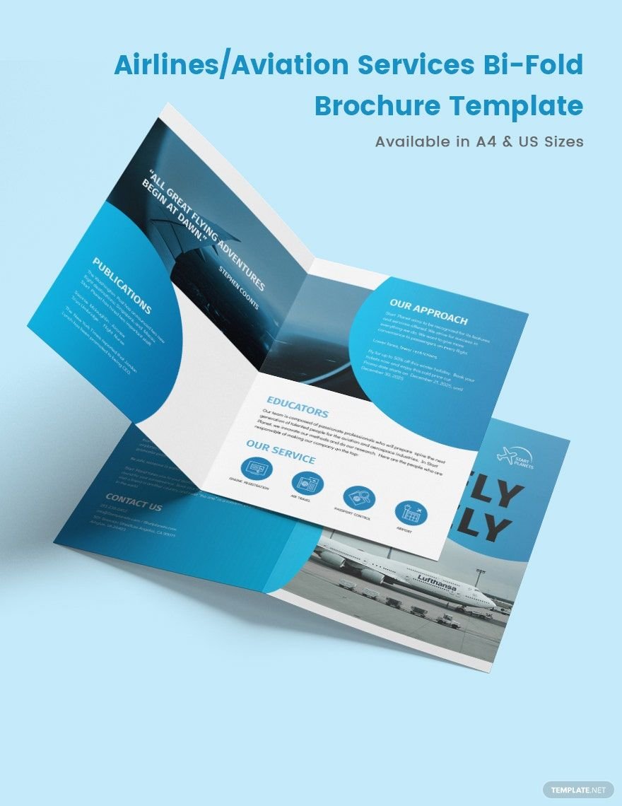 Free Airlines/Aviation Services Bi-Fold Brochure Template