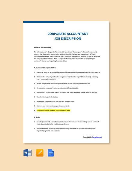 FREE Sales Accountant Job Description Template - Word | Apple Pages