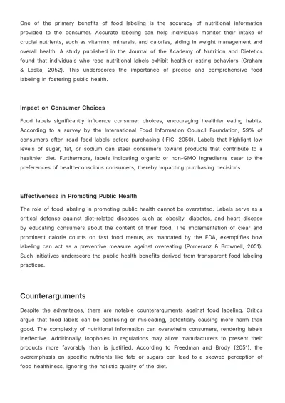 Free Argumentative Essay on Food Labeling Template to Edit Online