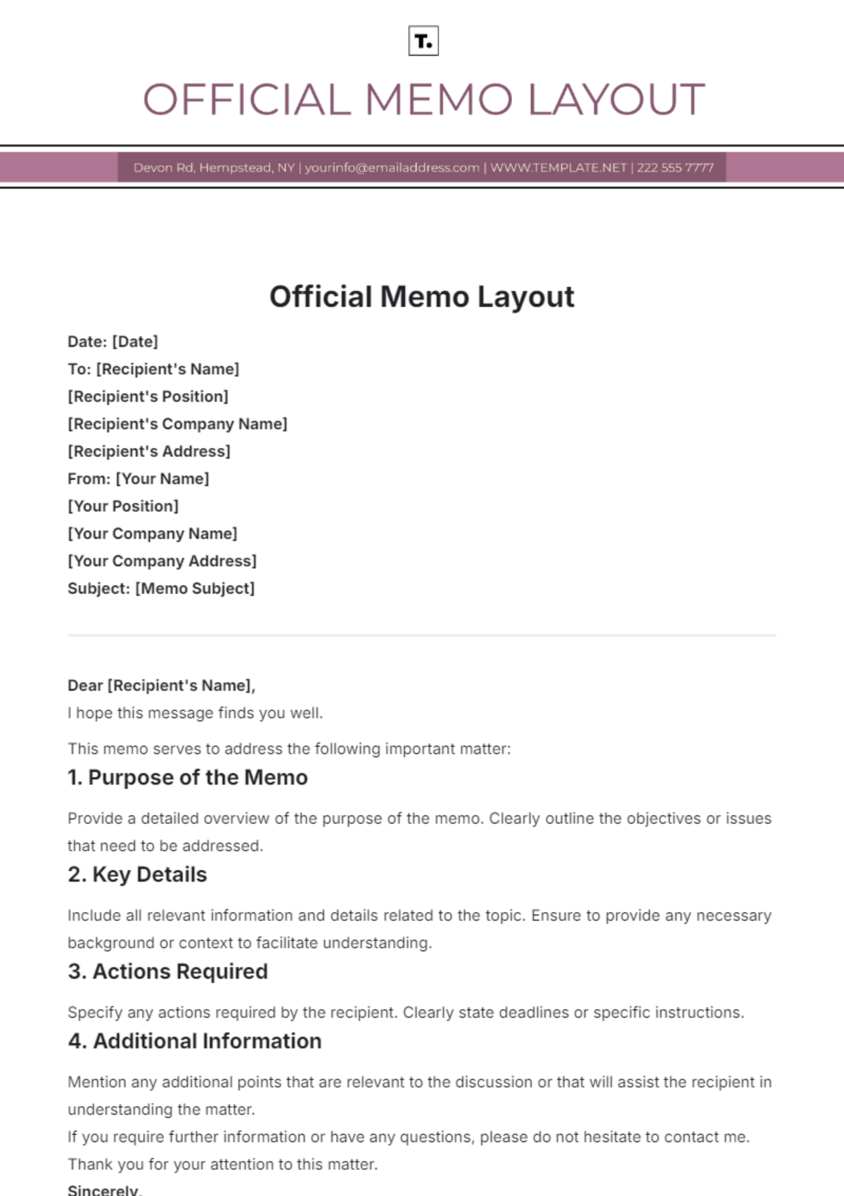 Official Memo Layout Template