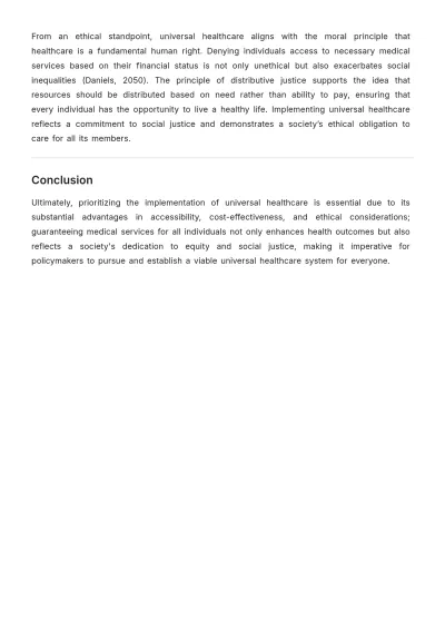 Free Argumentative Essay on Universal Healthcare Template to Edit Online