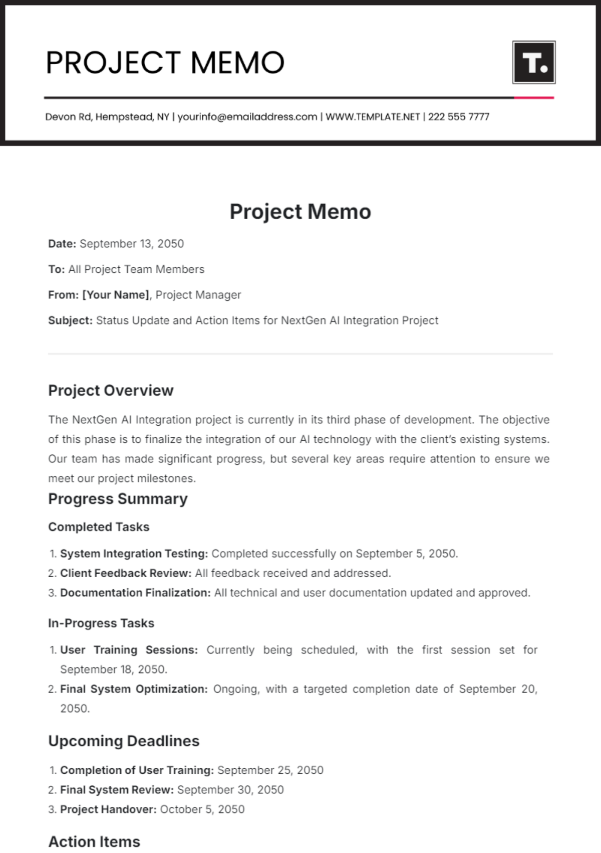 Project Memo Template