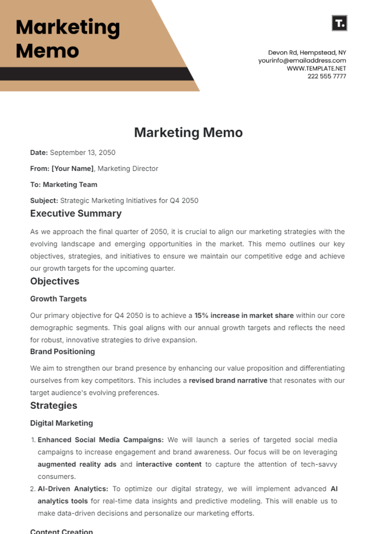 Marketing Memo Template