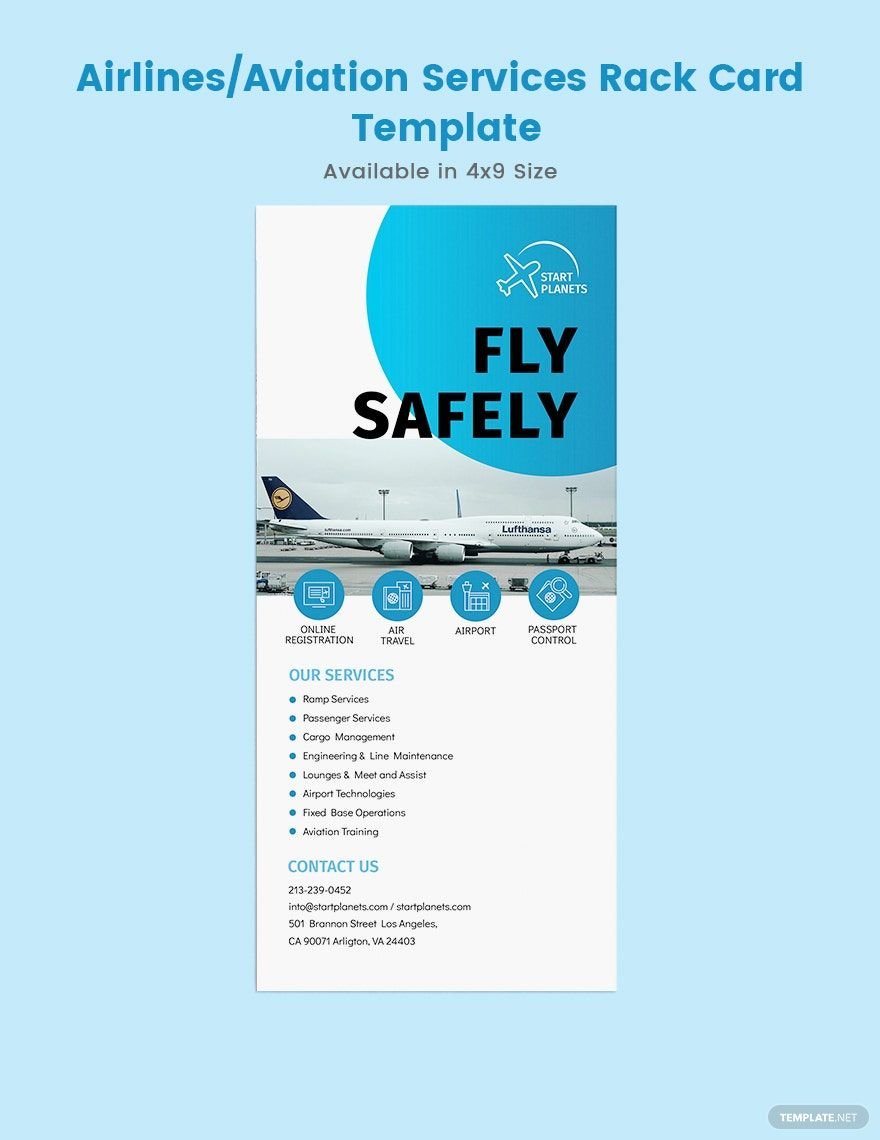 Free Airlines/Aviation Services Rack Card Template