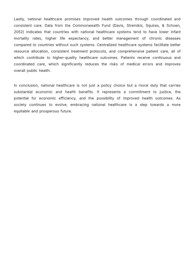 Free Argumentative Essay on National Healthcare Template to Edit Online