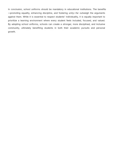 Free Argumentative Essay on School Uniforms Template to Edit Online