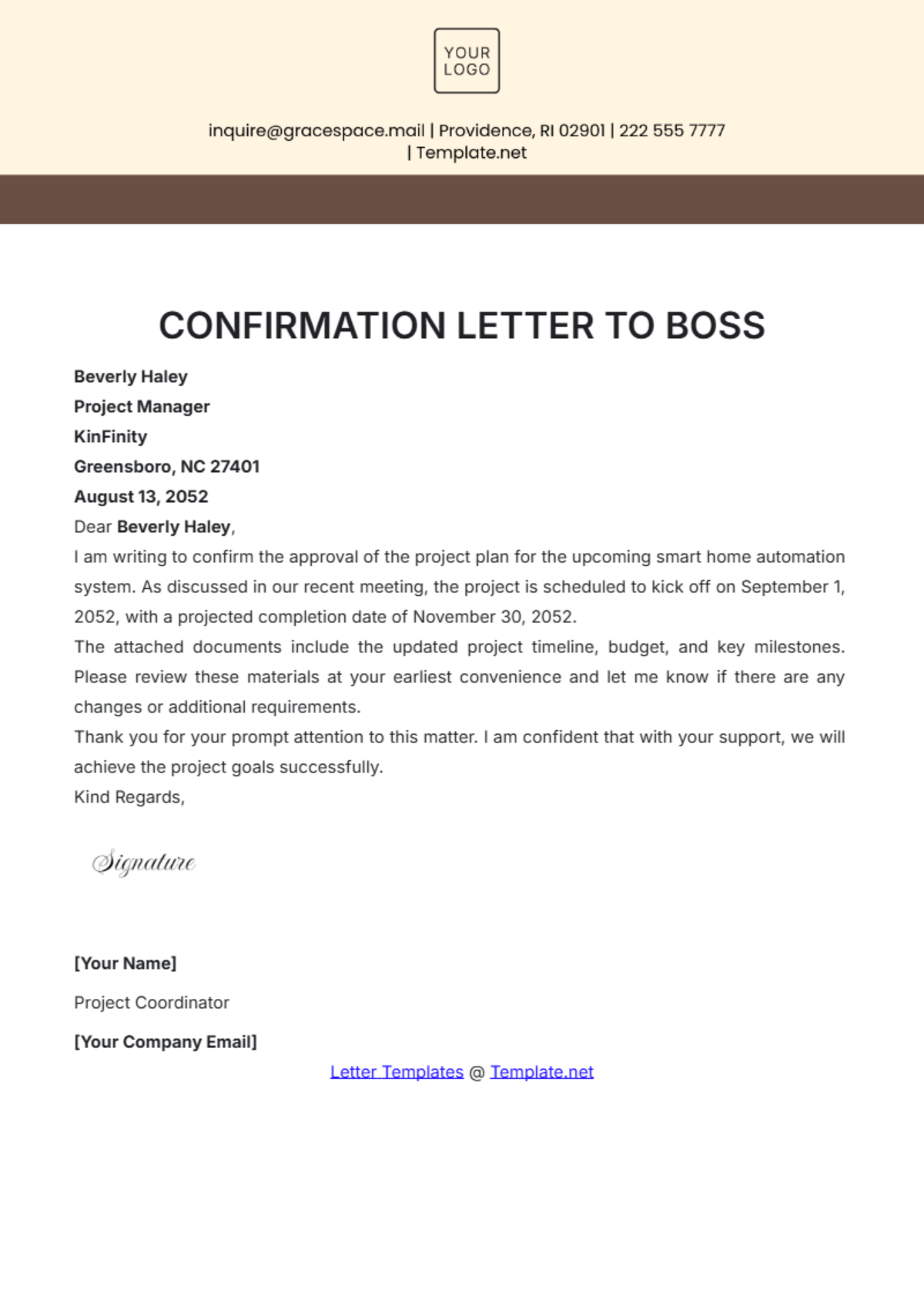 Confirmation Letter to Boss Template - Edit Online & Download