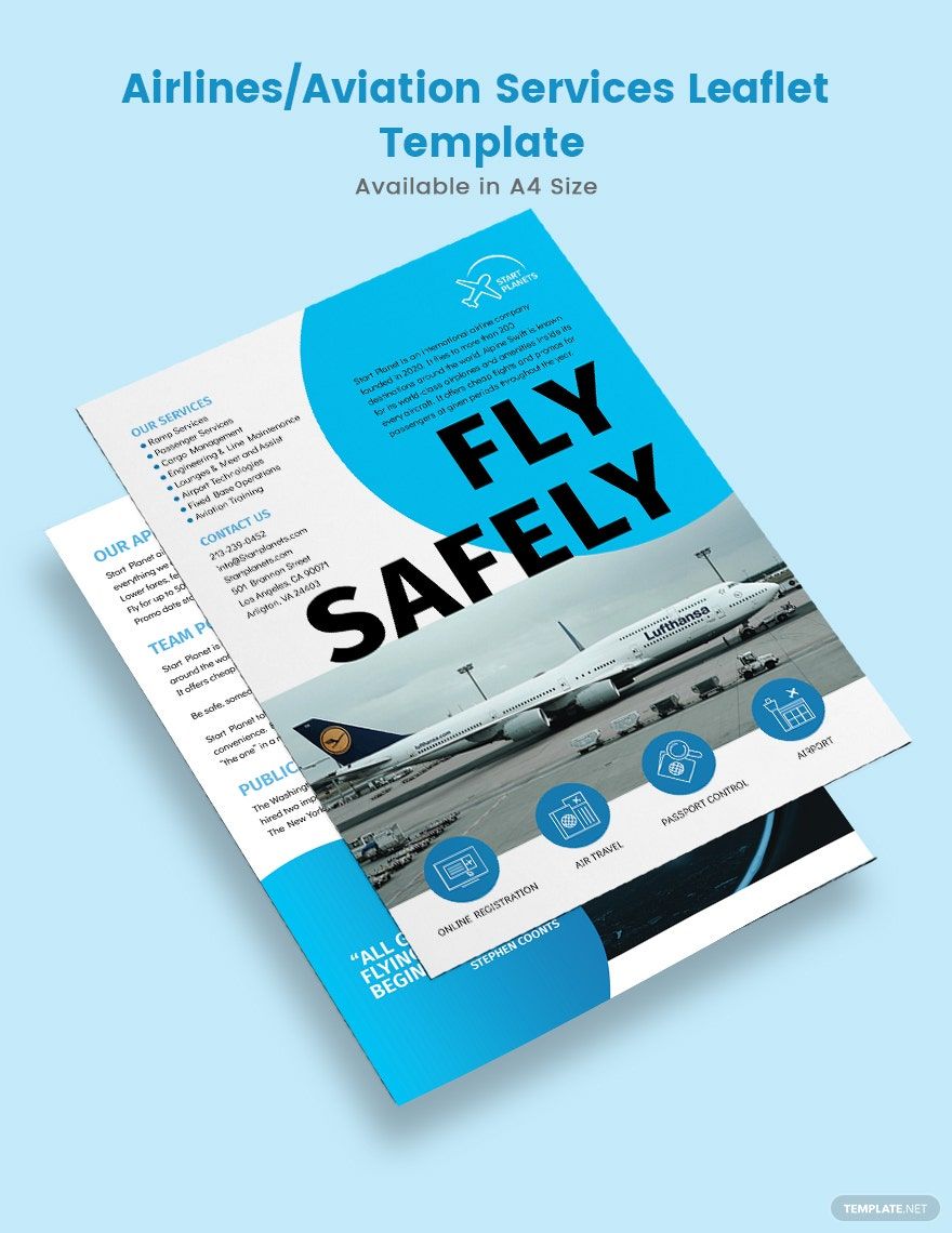 Free Airlines/Aviation Services Leaflet Template