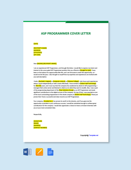 Computer Programmer Cover Letter Template - Google Docs, Word ...
