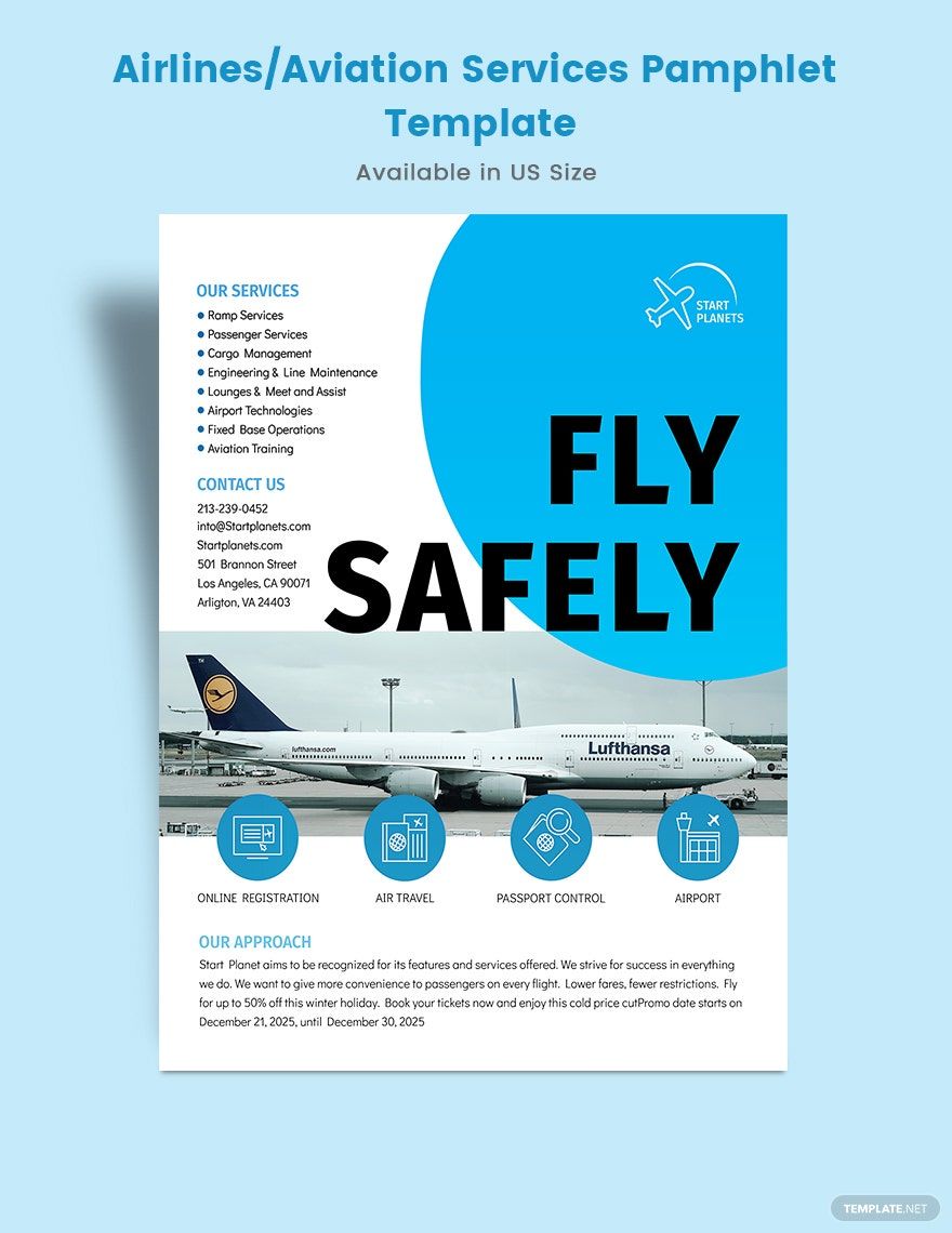 Free Airlines/Aviation Services Pamphlet Template