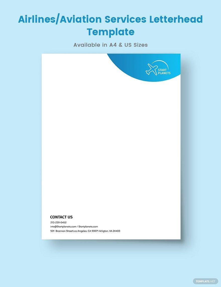 Airlines/Aviation Services Letterhead Template