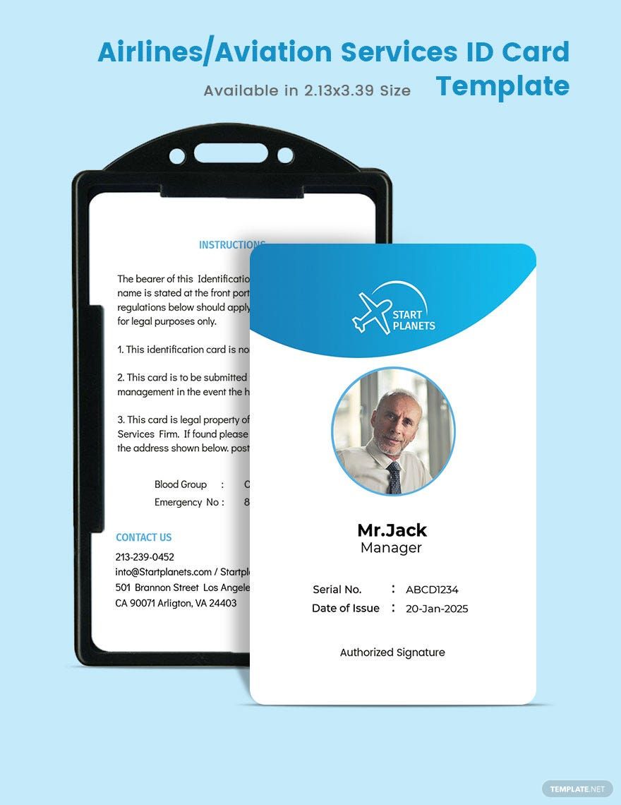 Airlines/Aviation Services ID Card Template