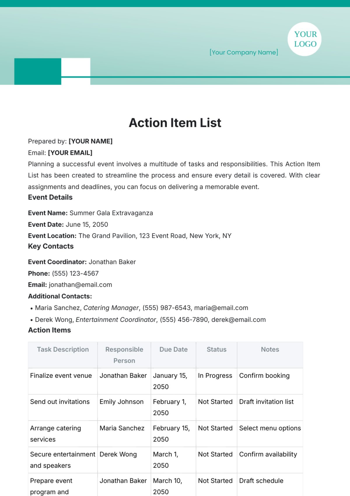 Action Item List Template - Edit Online & Download