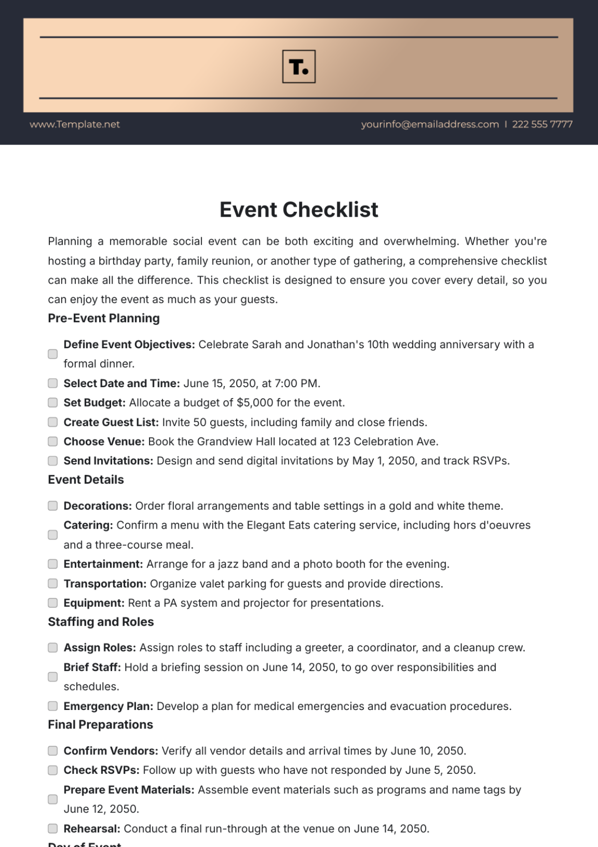 Event Checklist Template - Edit Online & Download