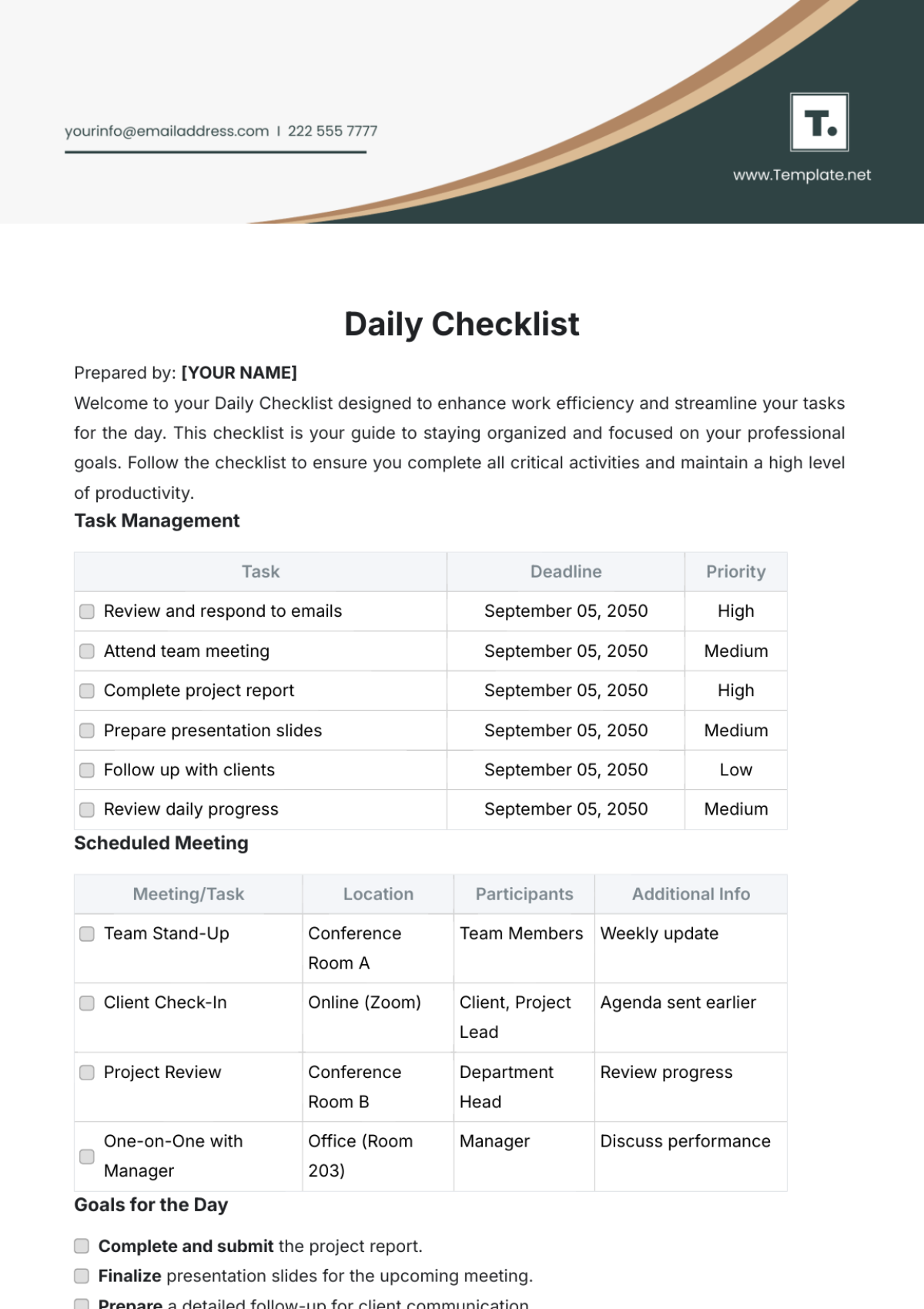 Daily Checklist Template - Edit Online & Download