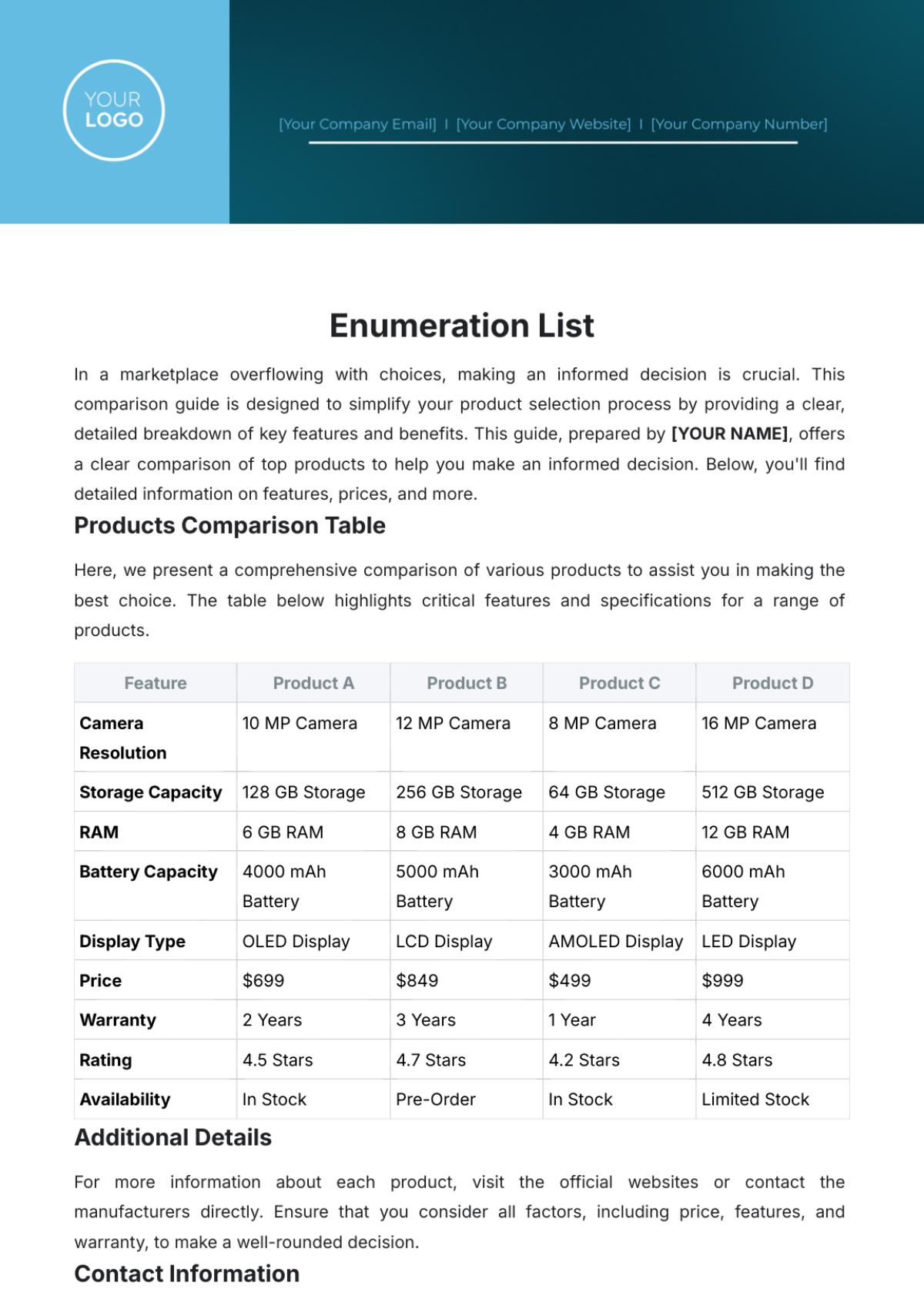 Enumeration List Template - Edit Online & Download