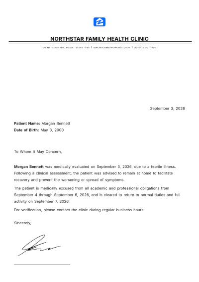 Free Doctors Note Template to Edit Online