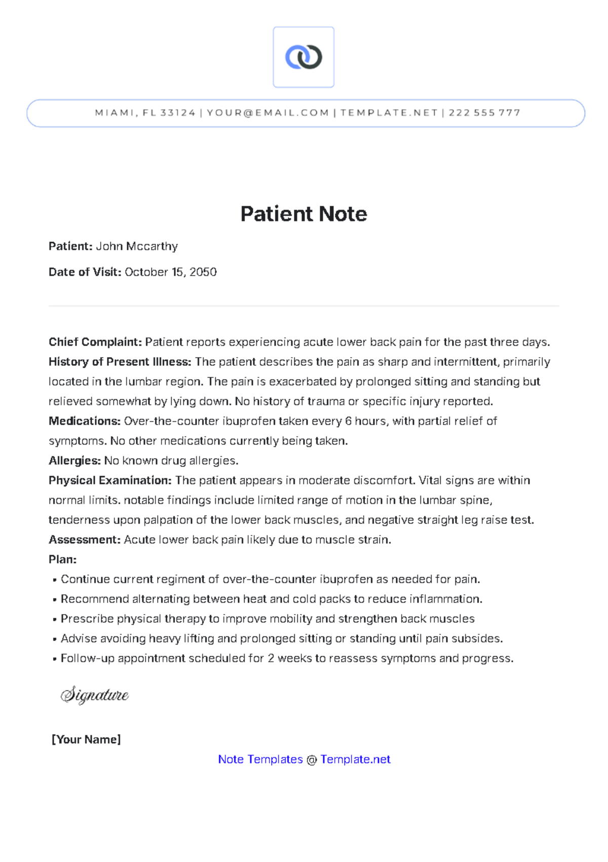 Patient Note Template - Edit Online & Download