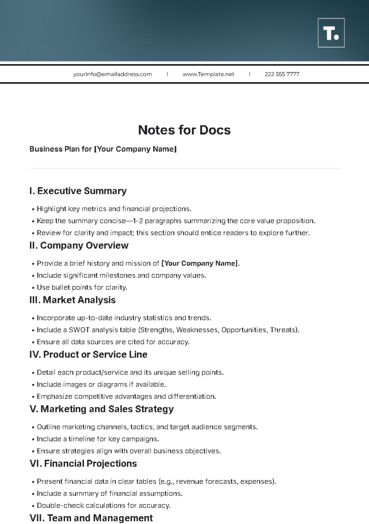 Notes for Docs Template - Edit Online & Download