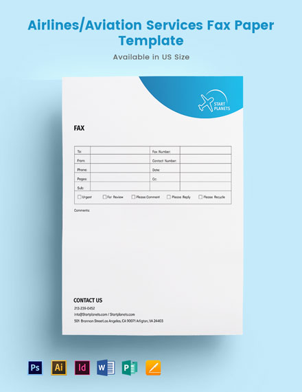 AirlinesAviation Services Fax Paper Template