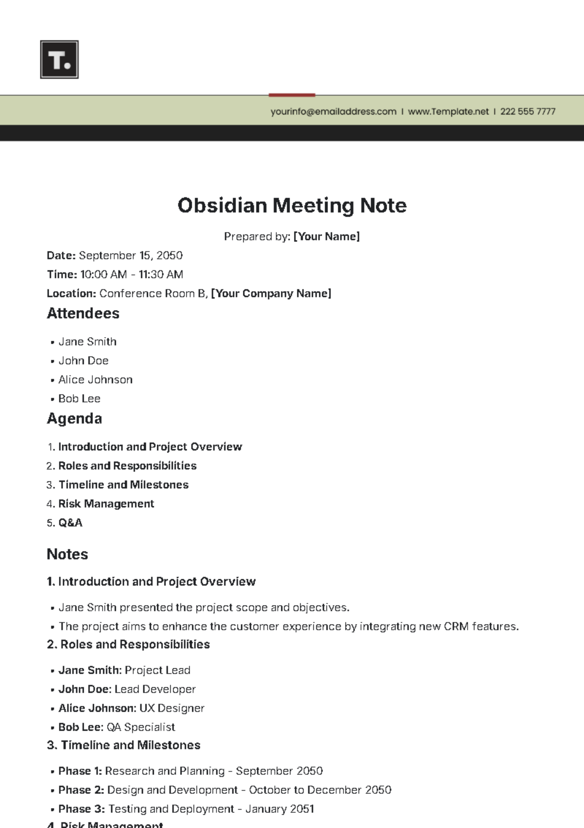 Obsidian Meeting Note Template - Edit Online & Download