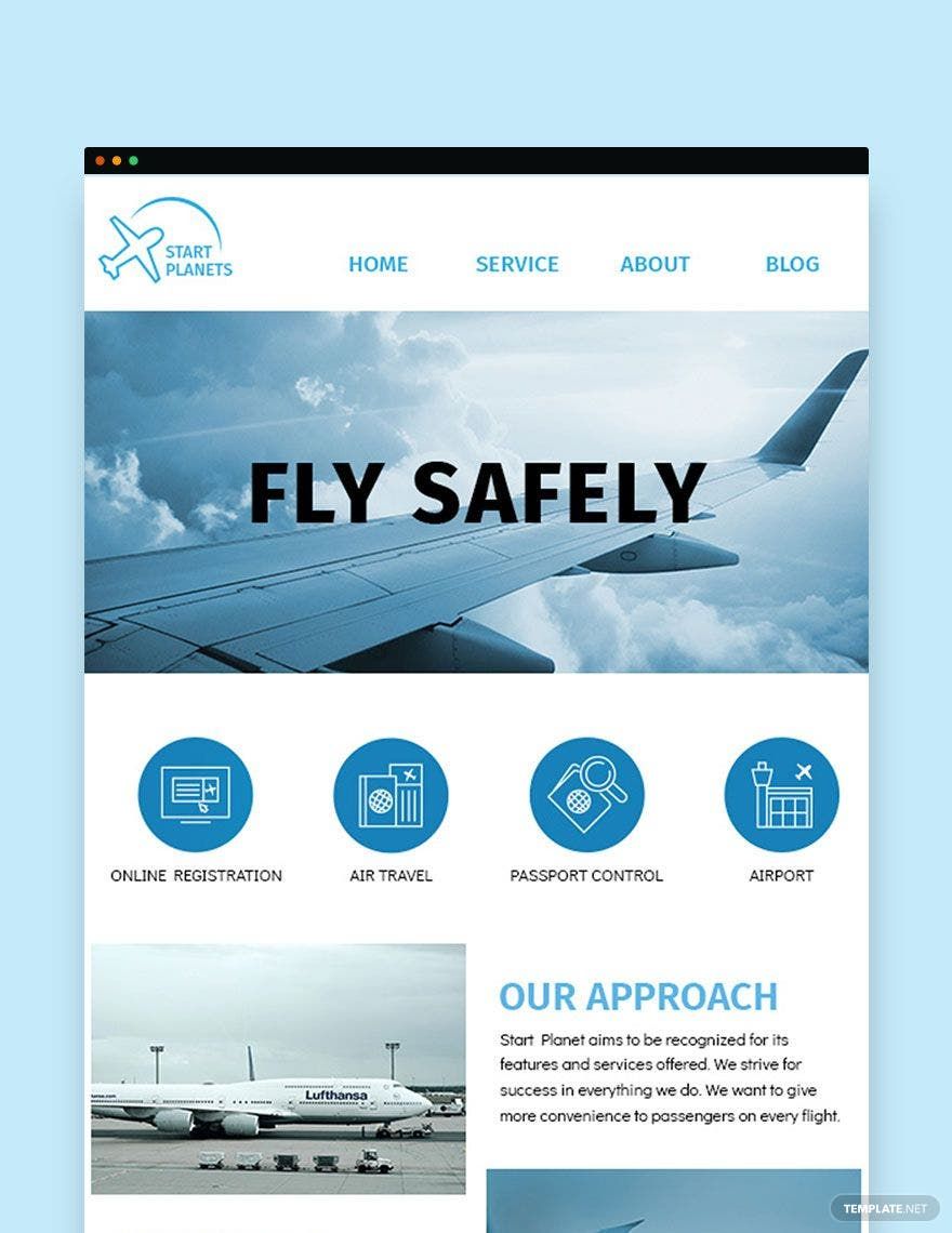 Free Airlines/Aviation Services Email Newsletter Template