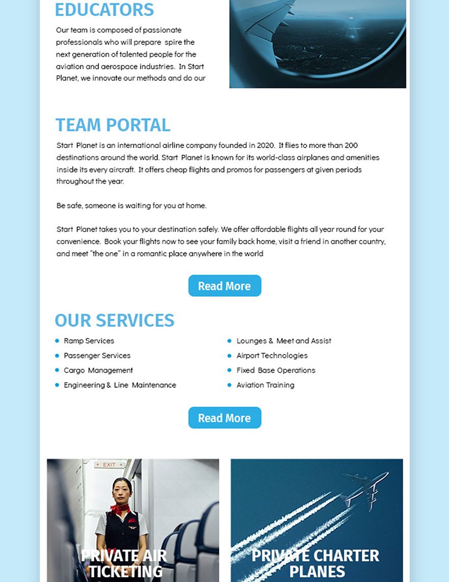 Airlines/Aviation Services Email Newsletter Template