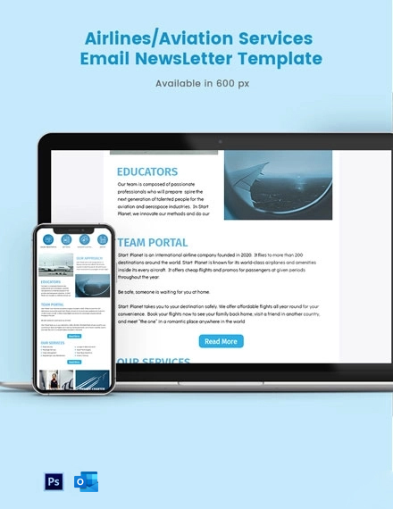 AirlinesAviation Services Email Newsletter Template