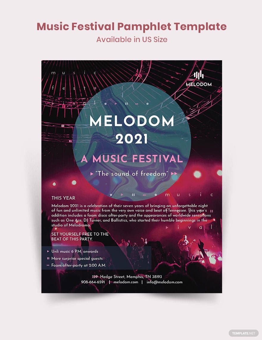 Music Festival Pamphlet Template in Word, Google Docs, Illustrator, PSD, Apple Pages, Publisher, InDesign