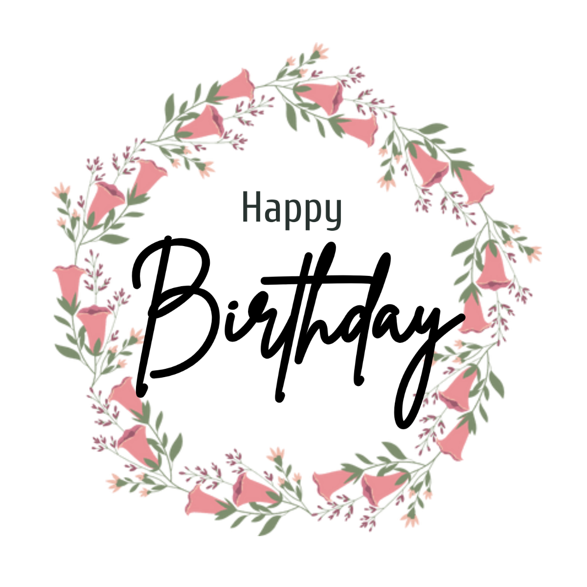 Floral Happy Birthday Clipart