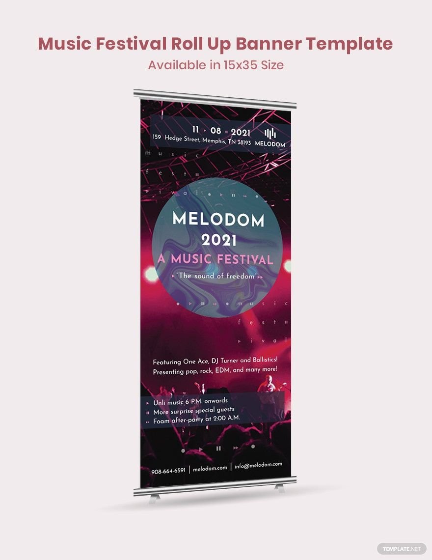 Free Music Festival Roll Up Banner Template