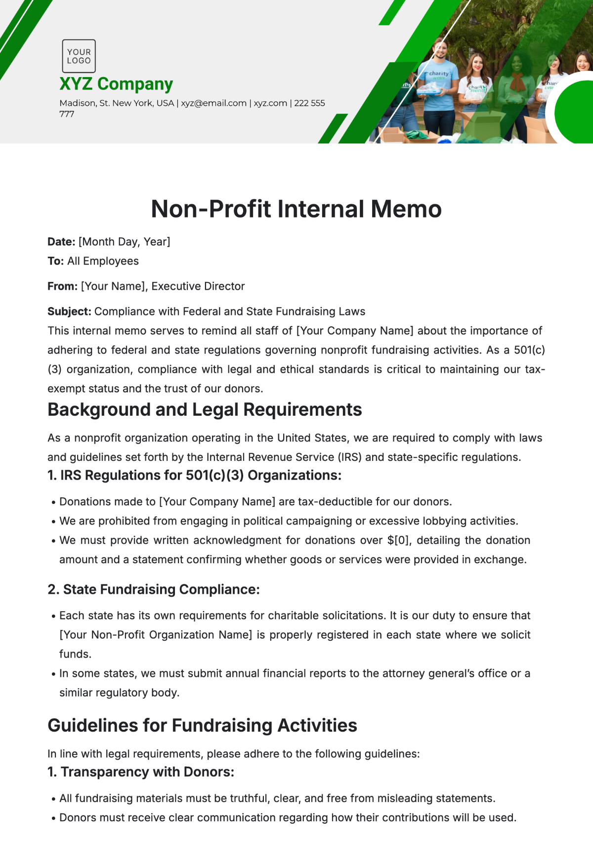 Non-Profit Internal Memo Template