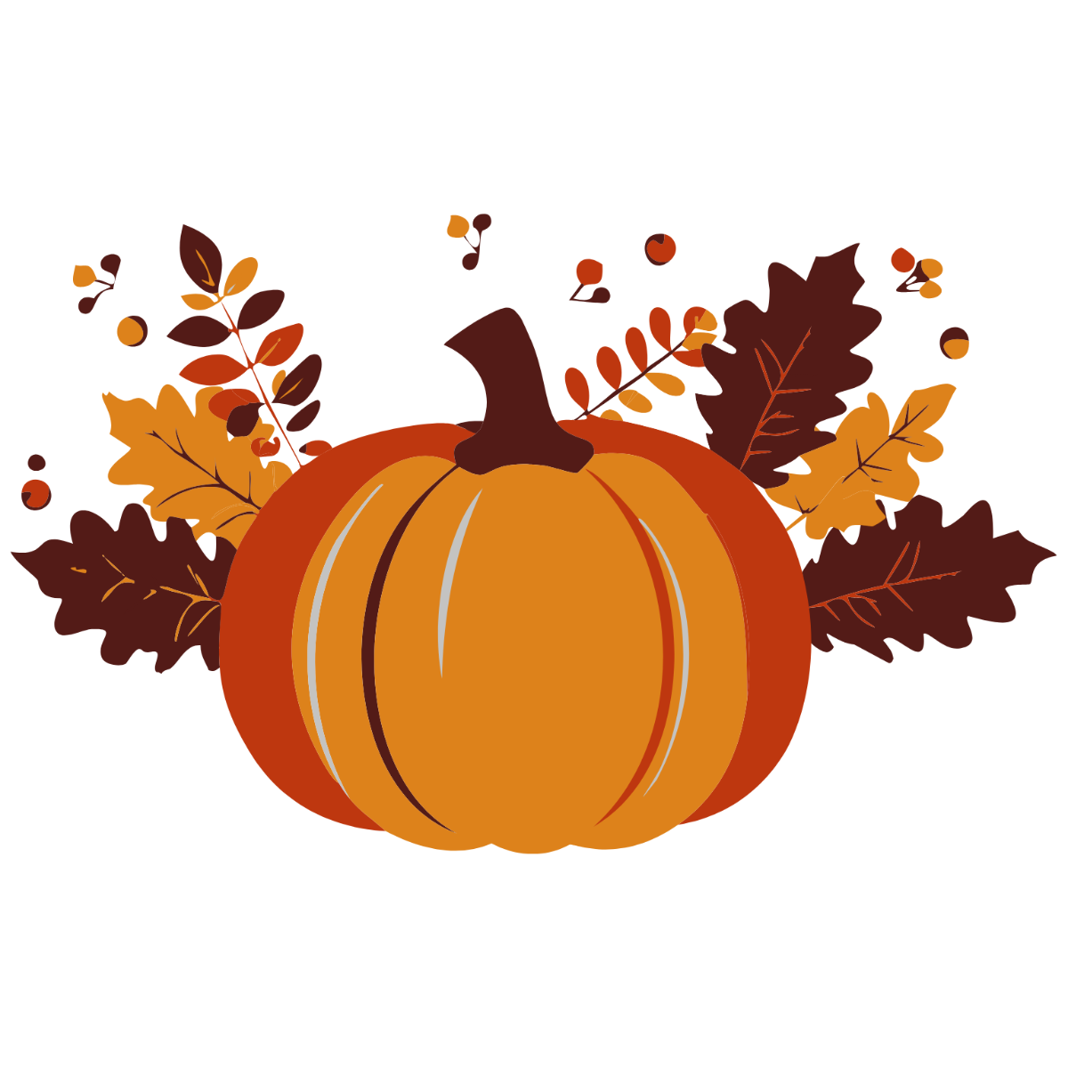 Thanksgiving Pumpkin With Leaves - Edit Online | Template.net