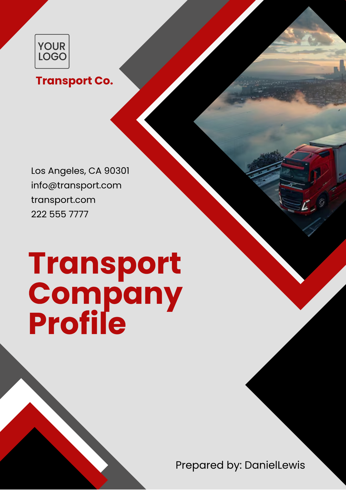 Free Transport Company Profile Template - Edit Online & Download ...