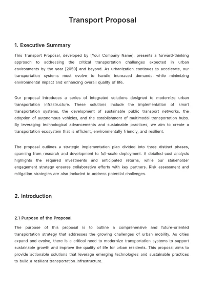 Free Transport Proposal Template to Edit Online