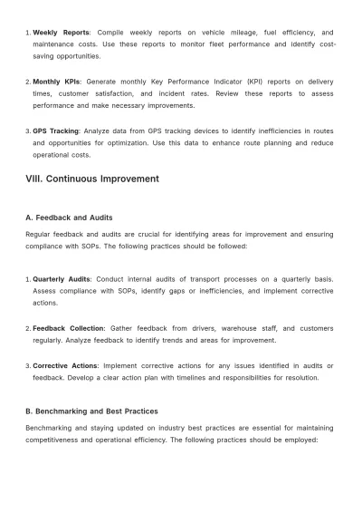 Free Transport %26 Logistics Standard Operating Procedure Template to Edit Online