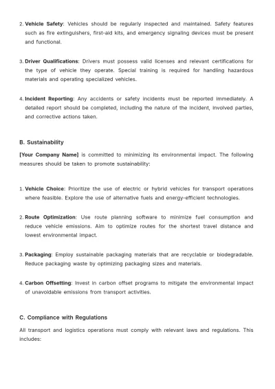 Free Transport %26 Logistics Standard Operating Procedure Template to Edit Online