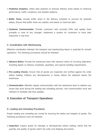 Free Transport %26 Logistics Standard Operating Procedure Template to Edit Online