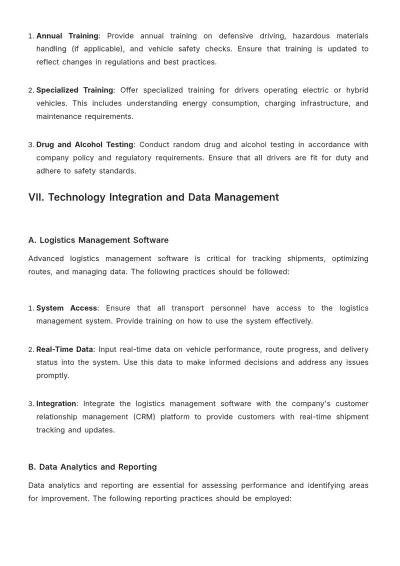 Free Transport %26 Logistics Standard Operating Procedure Template to Edit Online
