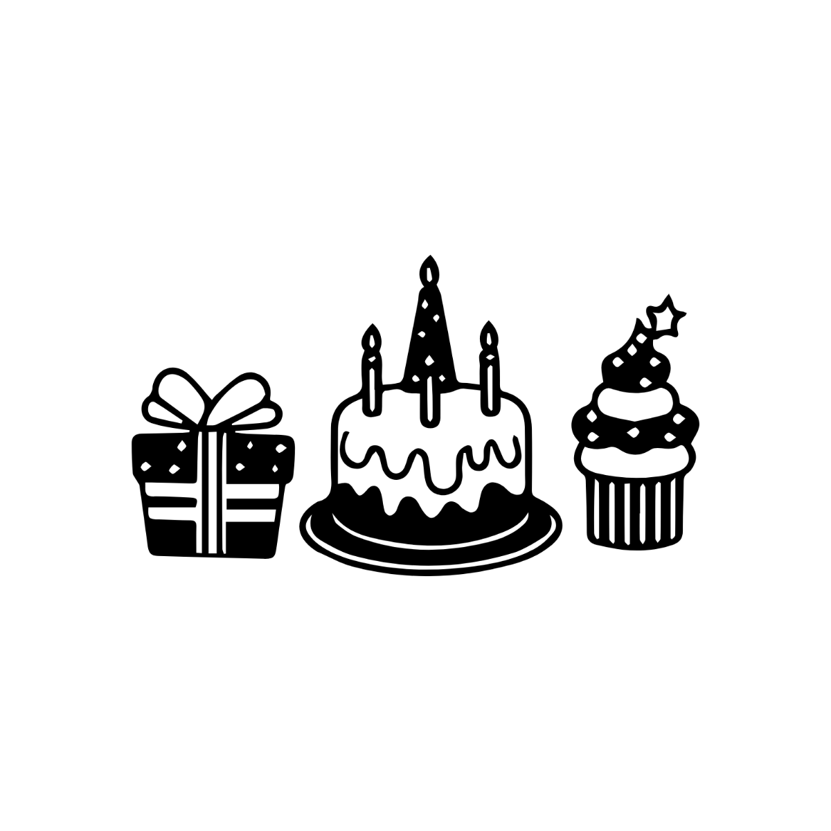 Black & White Happy Birthday Clipart