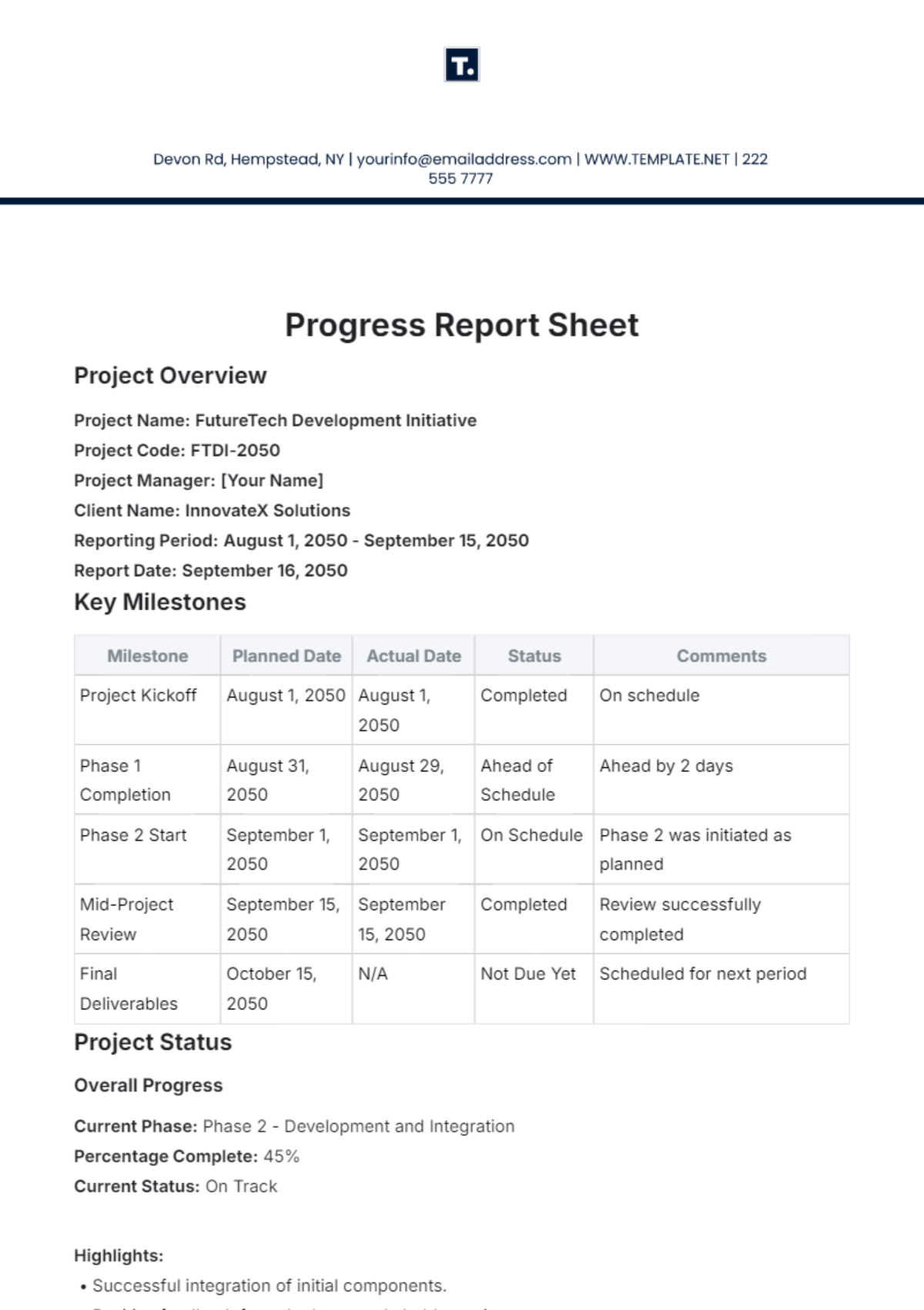 Progress Report Sheet Template - Edit Online & Download