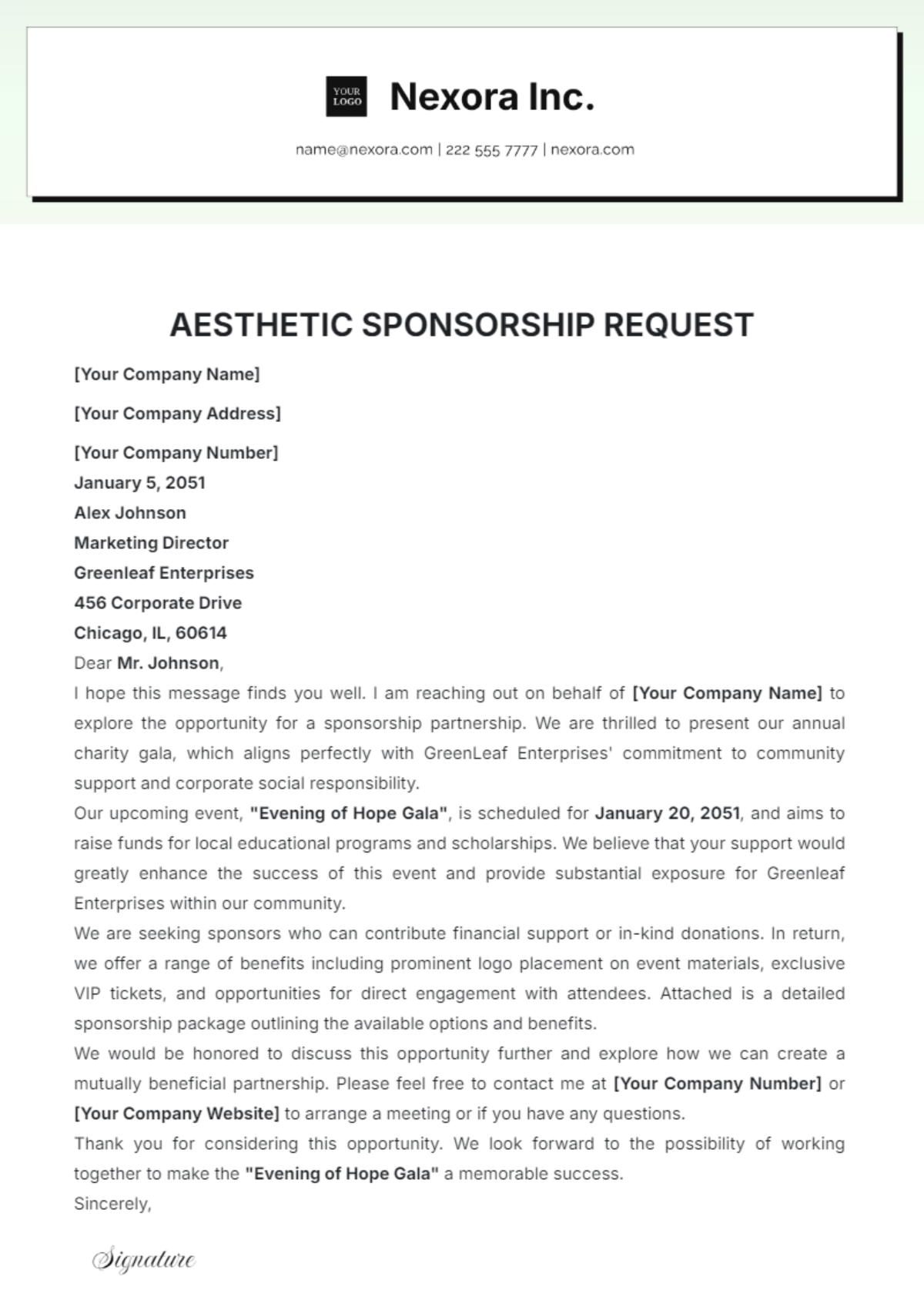 Aesthetic Sponsorship Request Template - Edit Online & Download