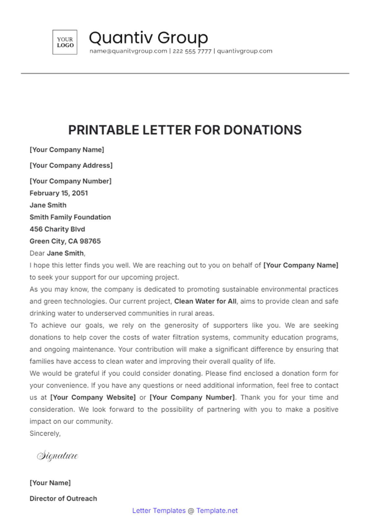 Printable Letter for Donations Template - Edit Online & Download