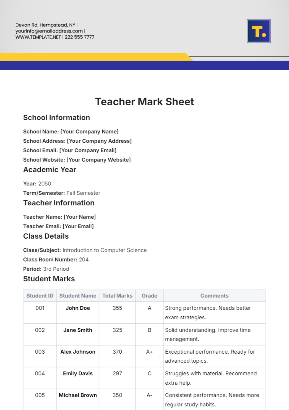 Free Result Sheet Template - Edit Online & Download | Template.net