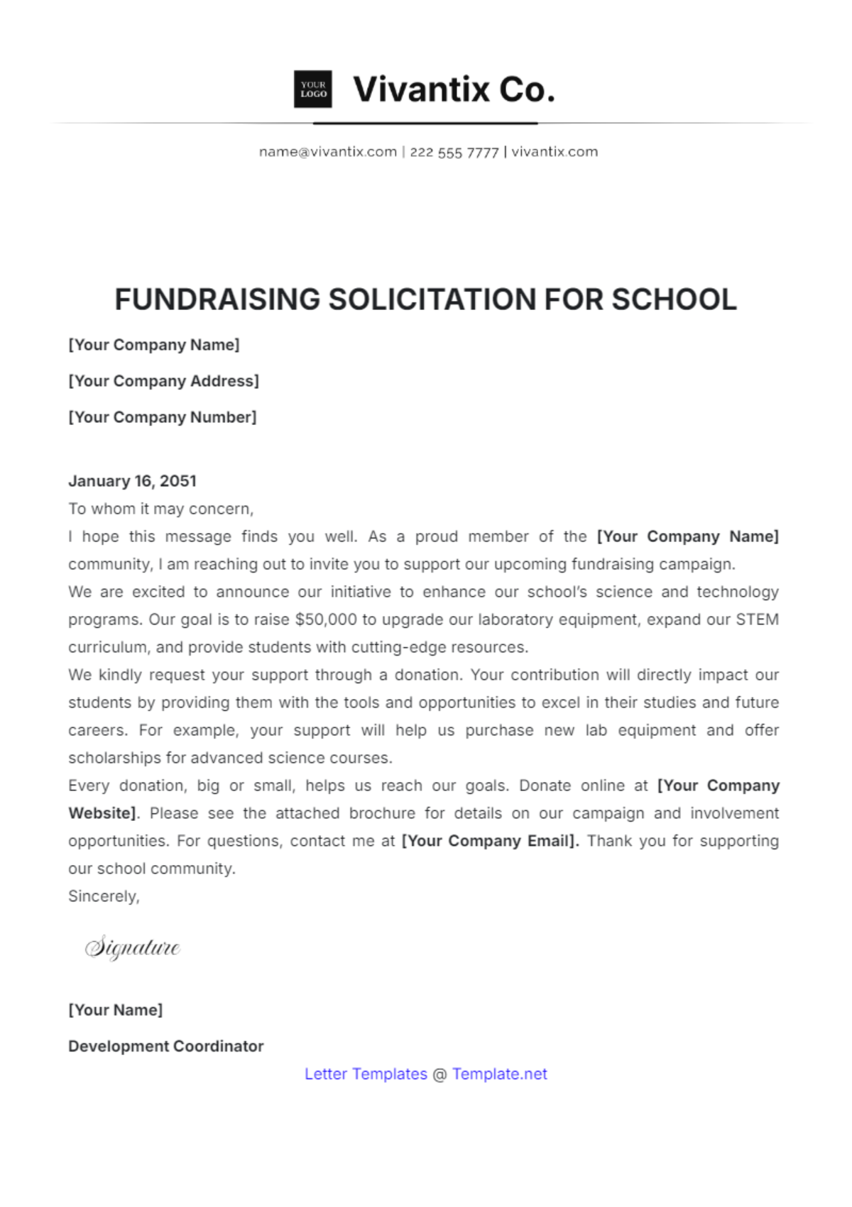 Fundraising Solicitation for Schools Template - Edit Online & Download