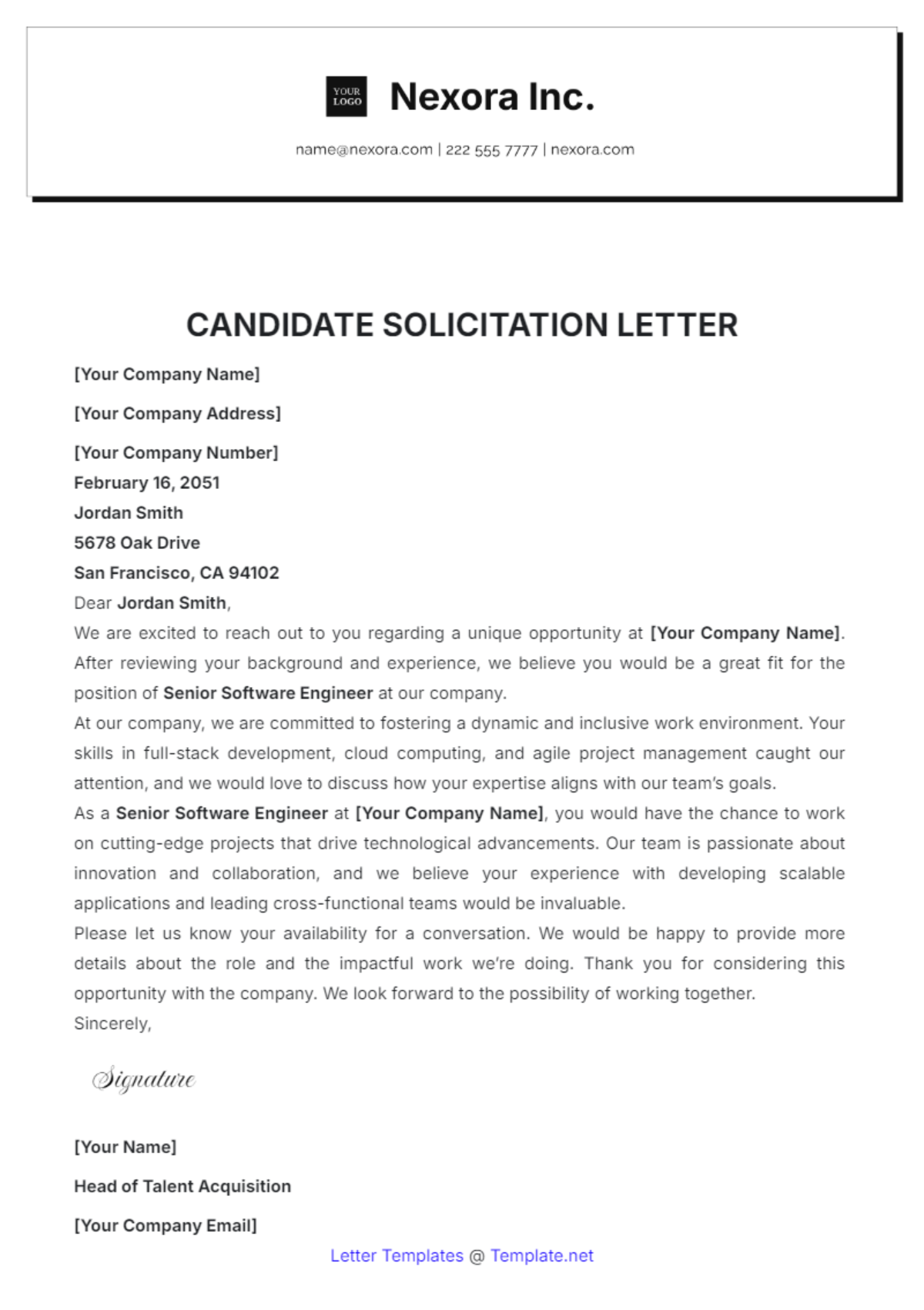 Candidate Solicitation Letter Template - Edit Online & Download