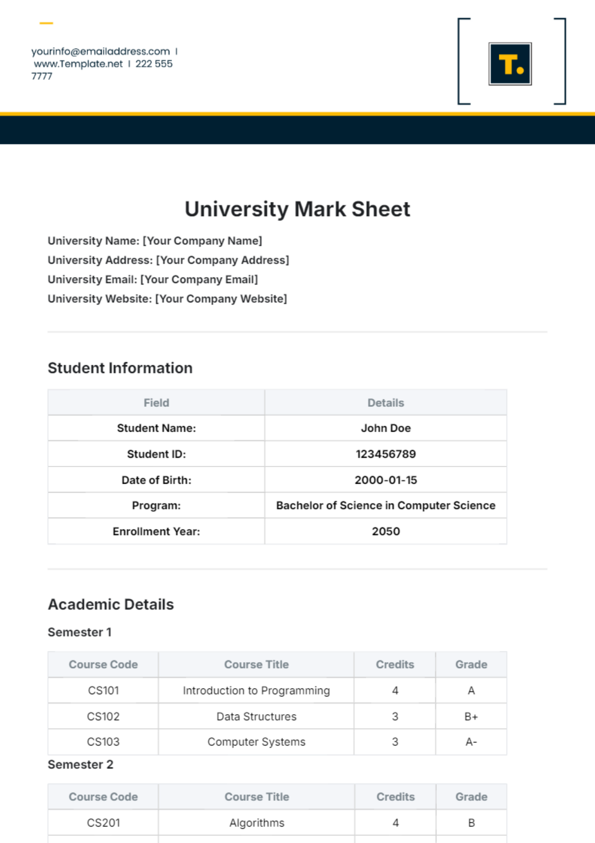 Free Exam Result Sheet Template - Edit Online & Download | Template.net