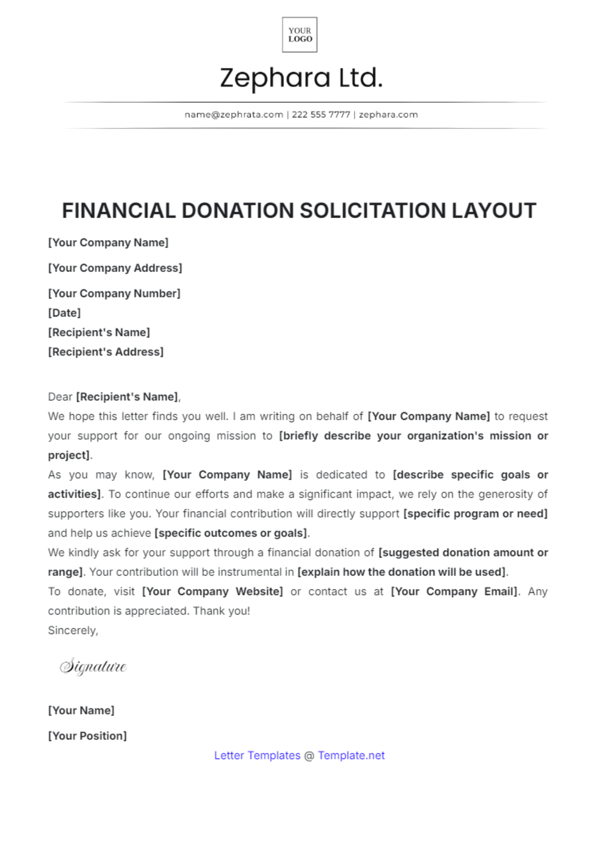 Financial Donation Solicitation Layout Template - Edit Online & Download